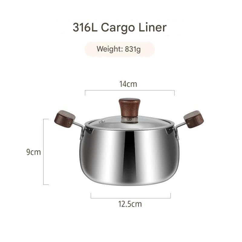 Nồi inox liền khối mini tay cầm gỗ 14cm có nắp RK806