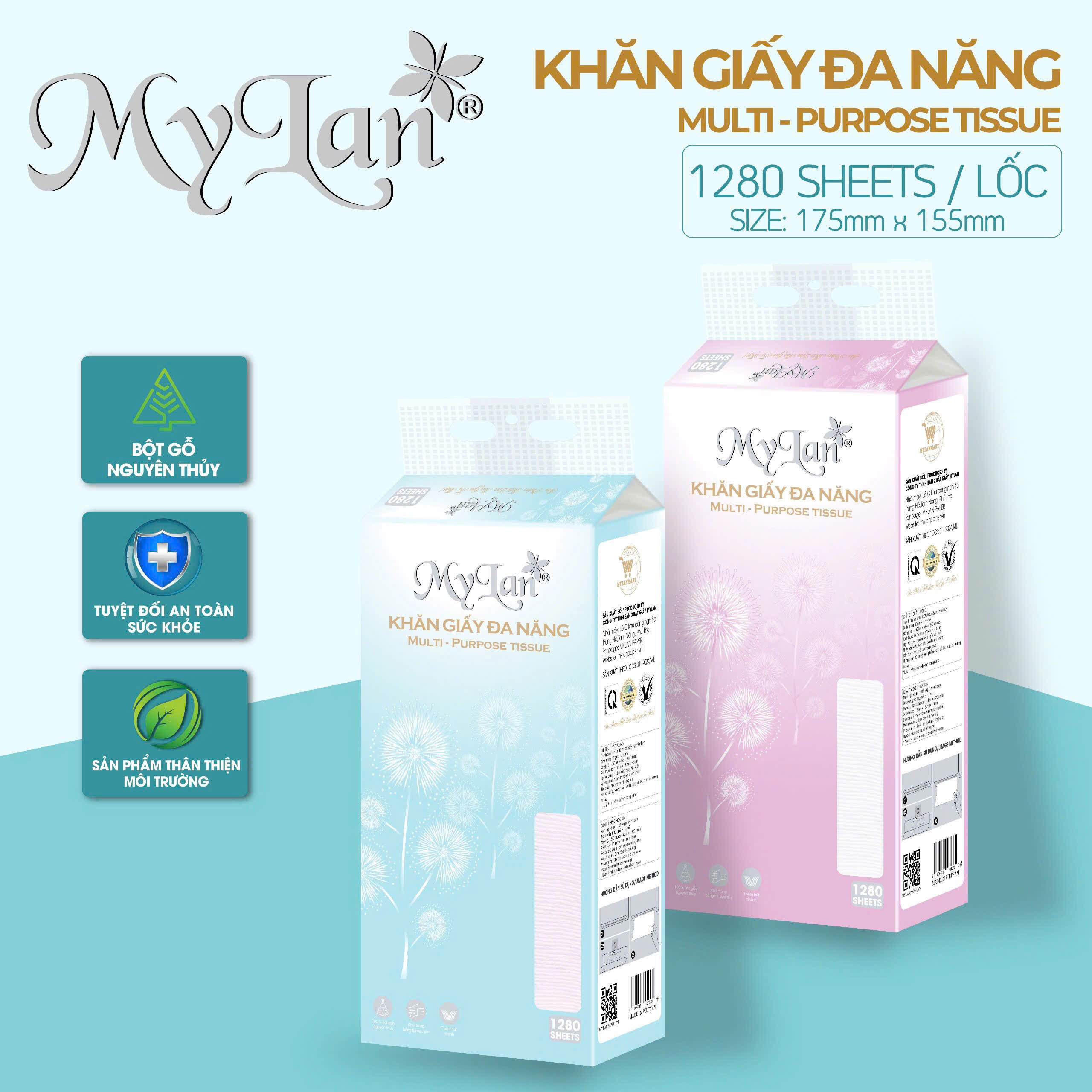 khăn giấy đa năng Mylan 10 bịch/thùng
