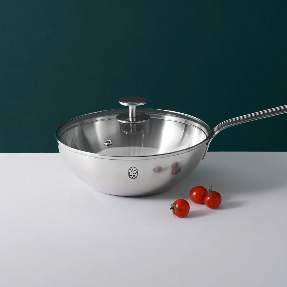 Chảo xào inox 316- 5 lớp nguyên khối Edelkochen Vola Colletion 26cm màu Santin 01677