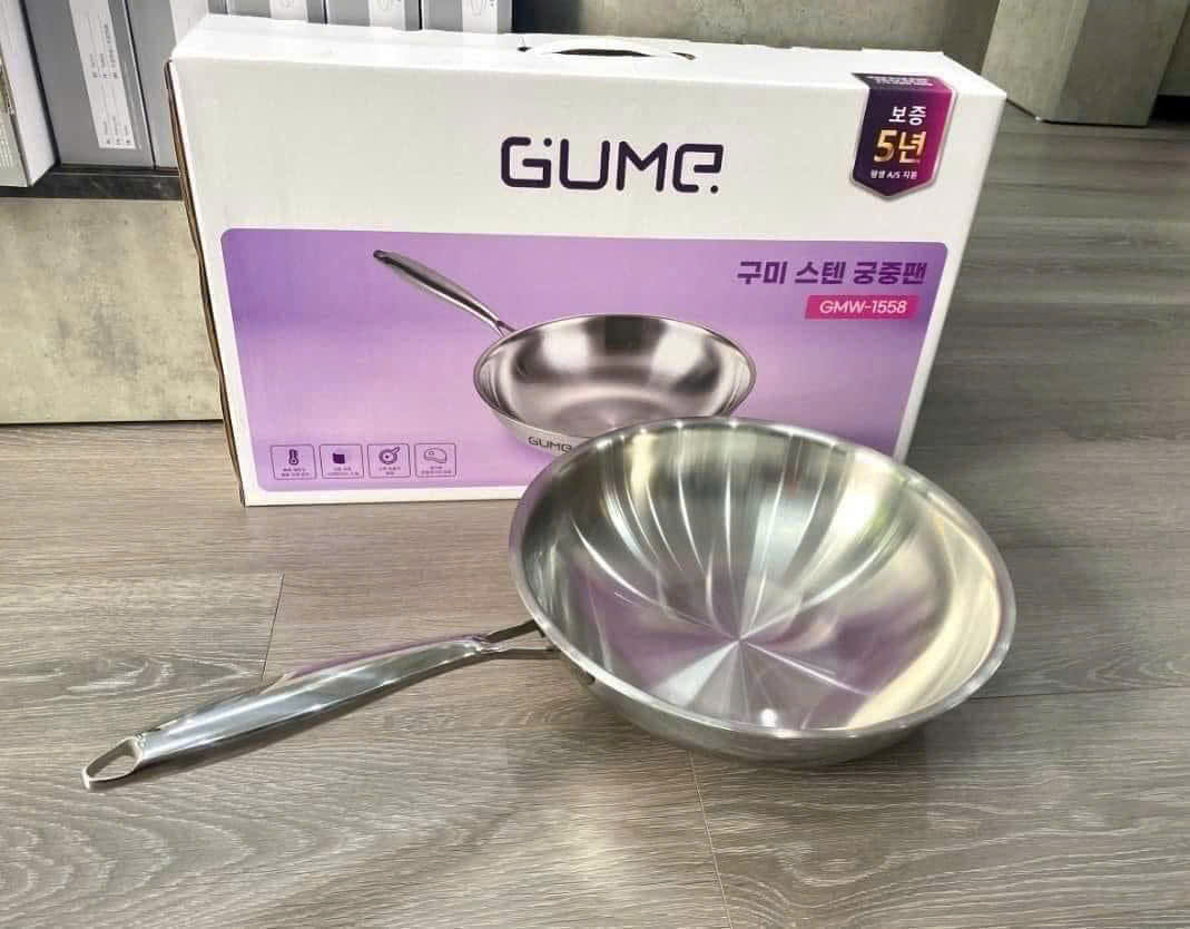 Chảo inox sâu lòng liền khối 5 lớp GUME GMW1558 Size 28cm