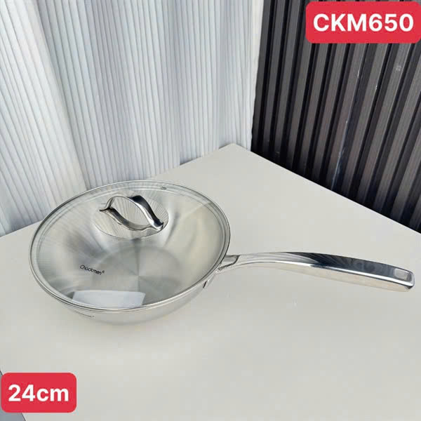Chảo xào sâu lòng inox 18/10 liền khối Chockmen size 24cm CKM650