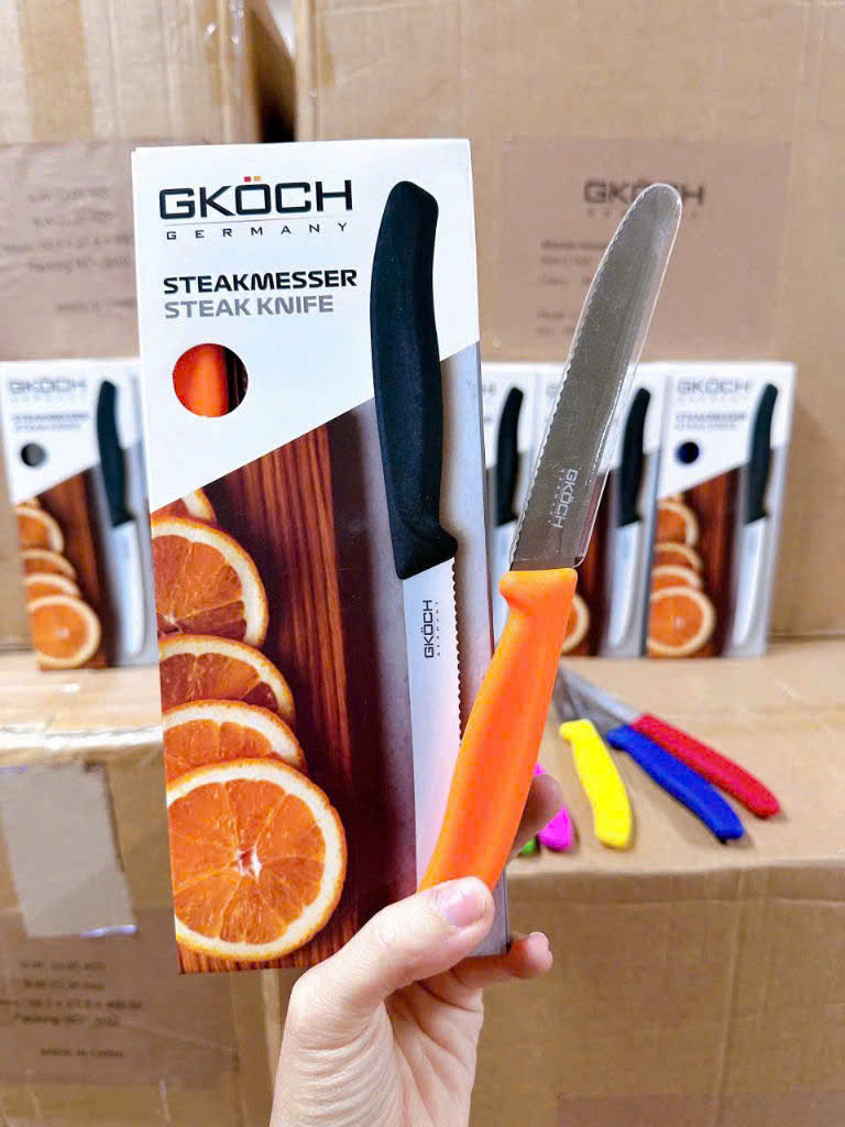 Dao răng cưa gọt hoa quả GKOCH lưỡi 10.8cm màu Cam