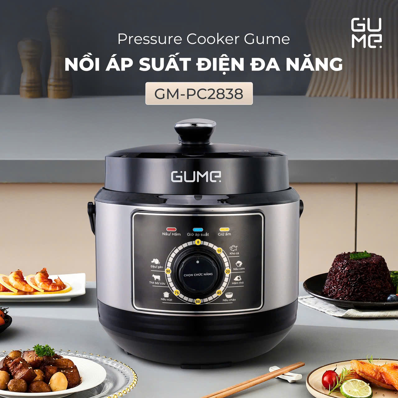 Nồi áp suất điện GUME GM-PC2838 , 6 Lít,  1000W