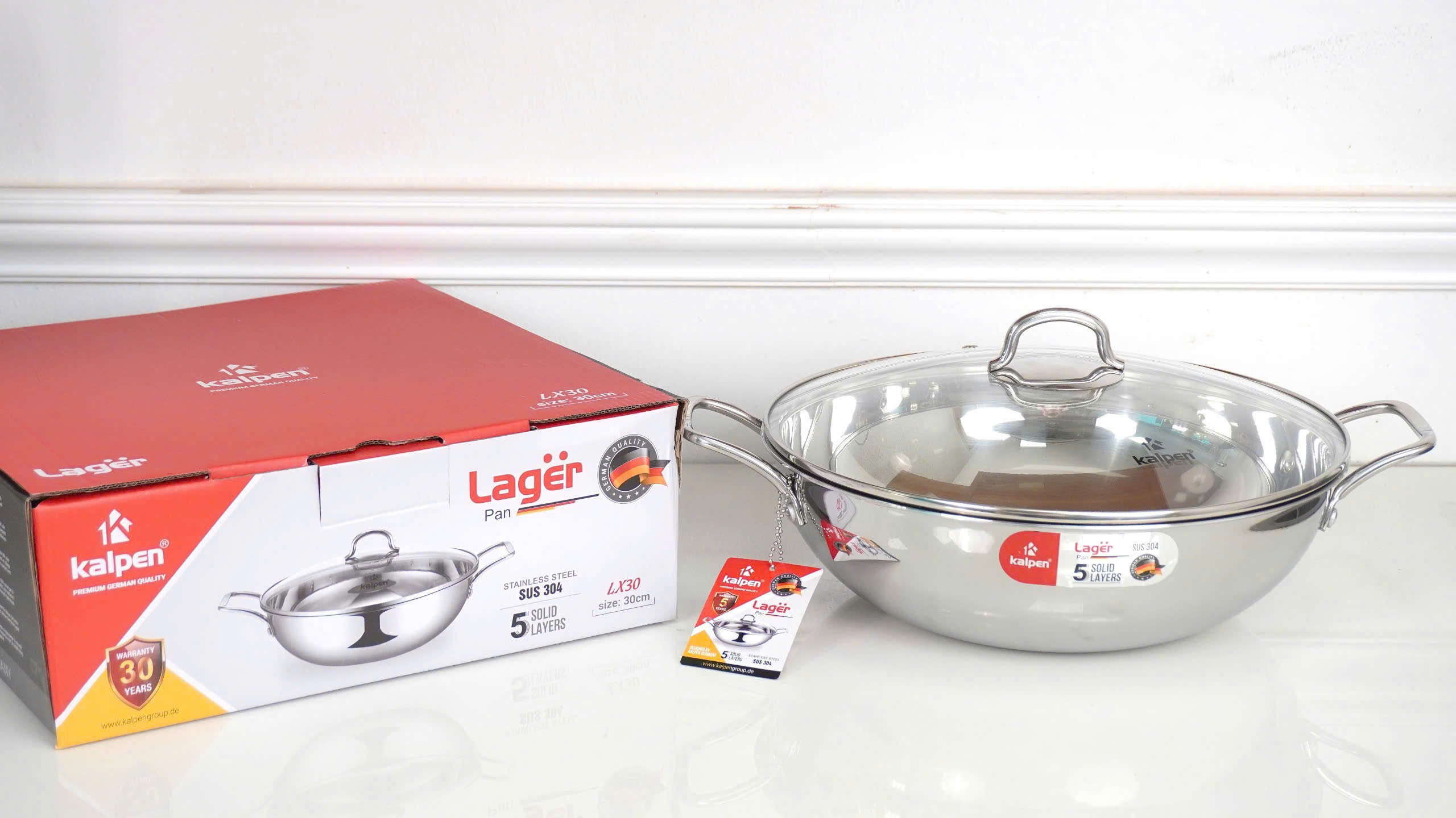 Chảo xào inox 5 lớp Kalpen Lager LX30 size 30cm