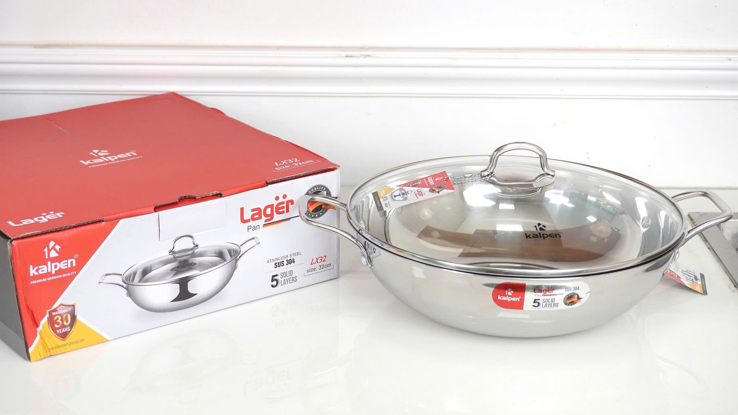 Chảo xào inox 5 lớp Kalpen Lager LX30 size 32cm