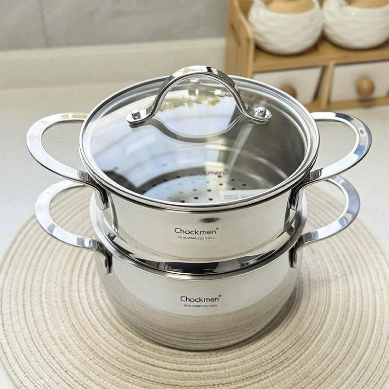Nồi kem xửng hấp inox 18/10 liền khối Chockmen, 20cm CKM-ZY2L20Z