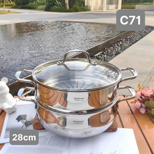 Bộ nồi inox kèm xừng hấp 2 tầng Chockmen 28cm, C71, CKM-ZY3L28Z