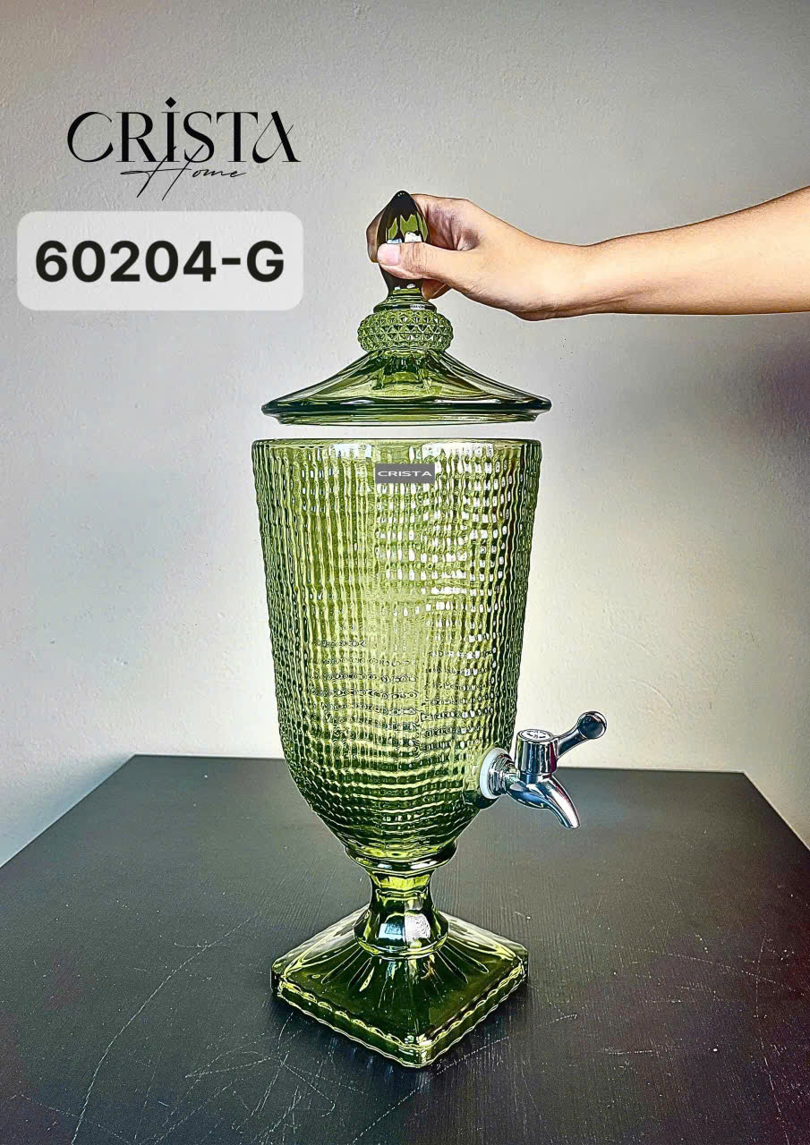 Bình thuỷ tinh vân lưới CRISTA HOME 3.3L, Mã : 60204- G, màu GREEN