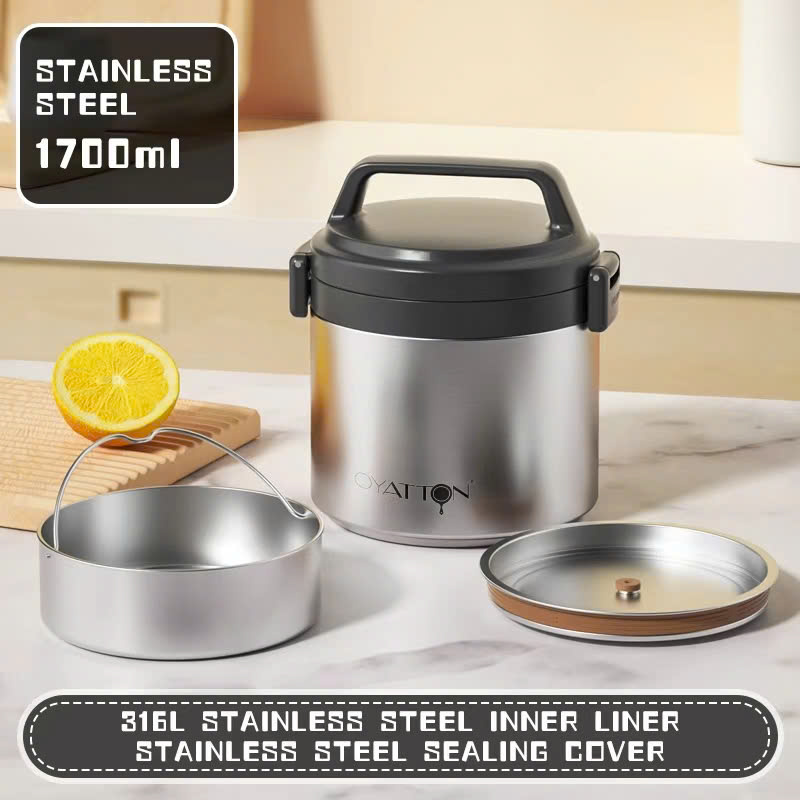 Hộp cơm giữ nhiệt đen OYATTON 1700ml inox 316 - O525 model: OYTF53-C170