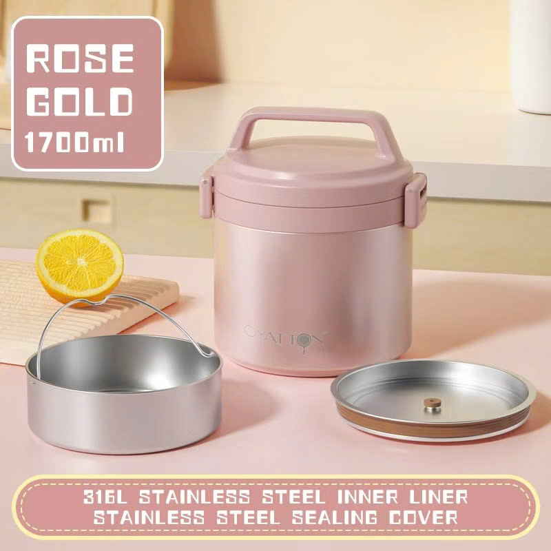 Hộp cơm giữ nhiệt hồng OYATTON 1700ml inox 316 - O525 model: OYTF53-C170