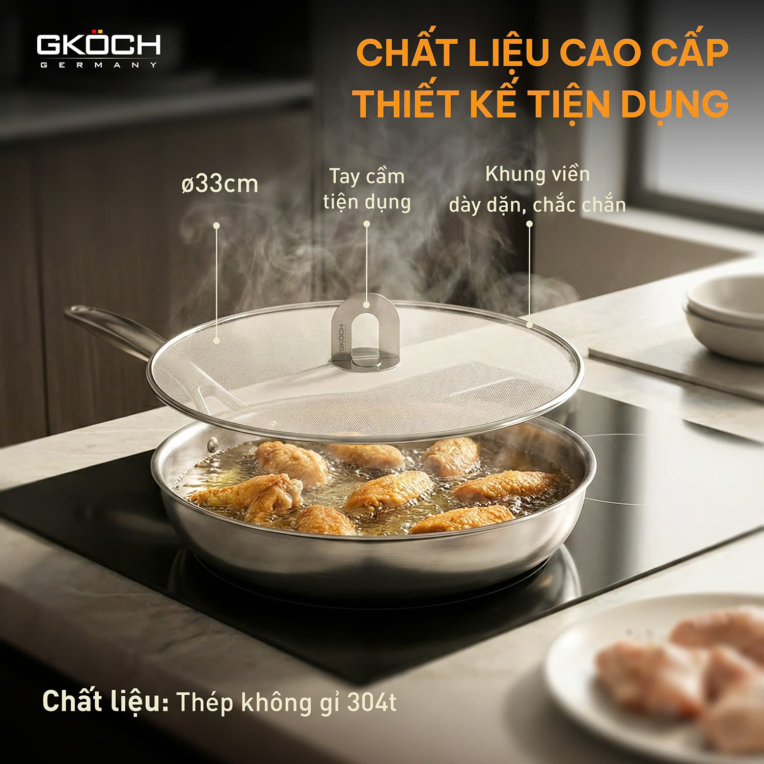 Vỉ chắn dầu thép không gỉ GKOCH, model: YC-T133